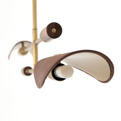 Shown in Antique Brass with Dark Brown Leather finish, Detail view