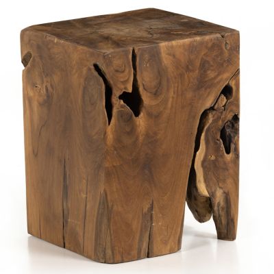 Teak Root Outdoor Square Stool - Thumbnail 2