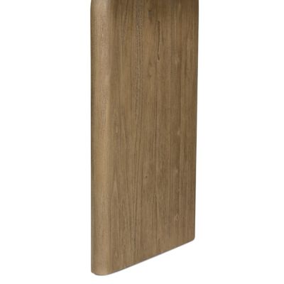 Close-up of the wooden leg texture of the console table.