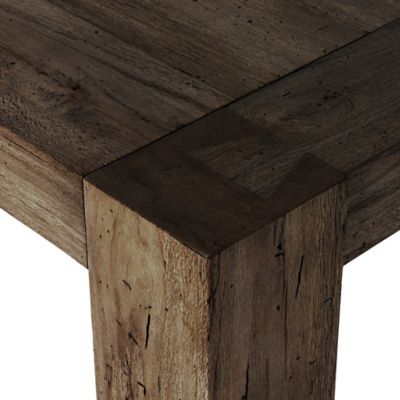 Shown in Ebony Rustic Wormwood Oak color, 108 inch size, detail view