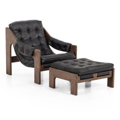 Halston Chair With Ottoman  (Heirloom Black) - OPEN BOX