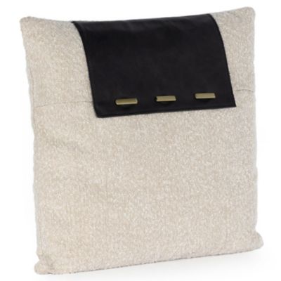 Boucle and Leather Pillow(Knoll Natural with Black)-OPEN BOX