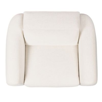 Three-quarter view of white recliner chair.