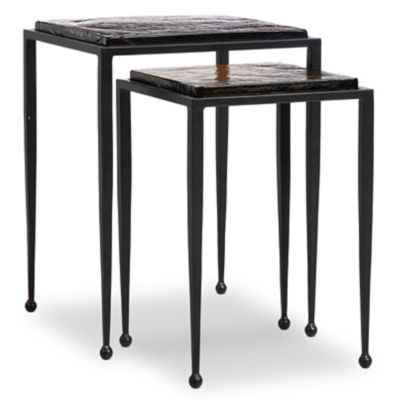 Dalston Nesting End Table Set (Amber Cast Glass) - OPEN BOX