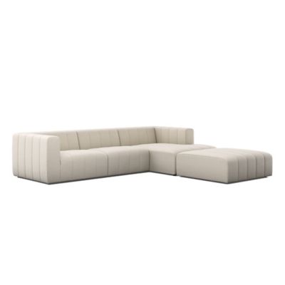 Langham Channeled 3 Piece Sectional Sofa with Ottoman