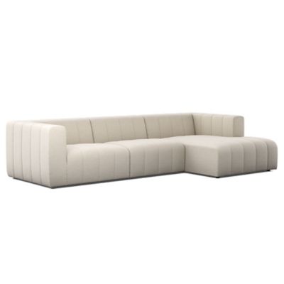 Langham Channeled 3 Piece Right Chaise Sectional Sofa