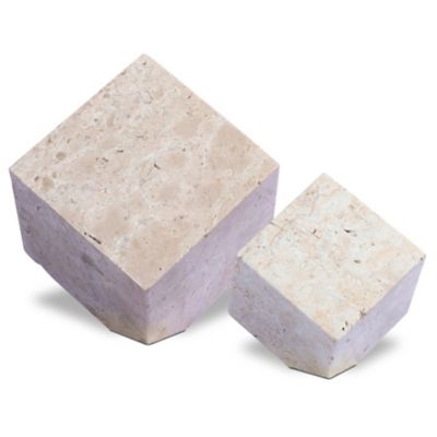 Travertine Cube Sculpture, Set of 2