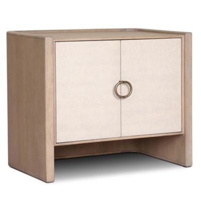 Kiran Nightstand(Sandy Oak Veneer with Beige Linen)-OPEN BOX