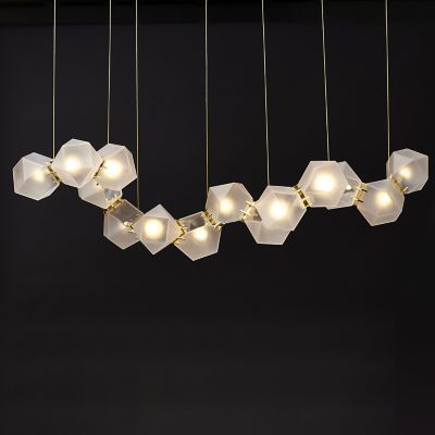 Welles Glass Long LED Chandelier