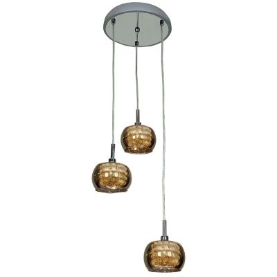 Glam Mirror Glass with Crystal Multi-Light Pendant