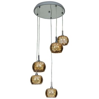 Glam Mirror Glass with Crystal Multi-Light Pendant