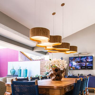 Shown in American Walnut finish, Large size, in use, lit