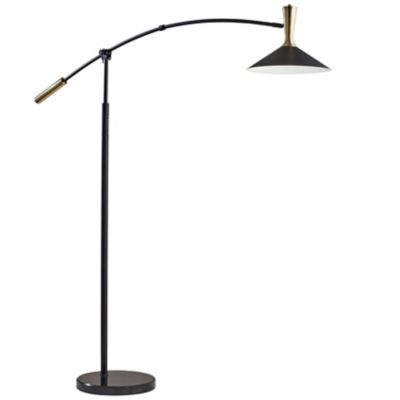 Adesso Bradley LED Arc Smart Lamp - Black W. Antique Brass Accents