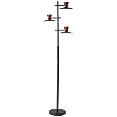 Elmore Tree Floor Lamp with Switch (Black w/Walnut)-OPEN BOX