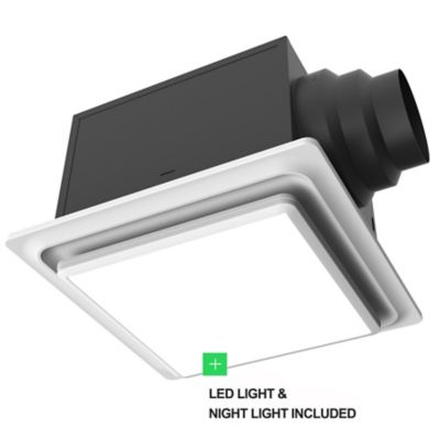 Slim Fit Square Profile Quiet Bathroom Exhaust Fan with LED Light by