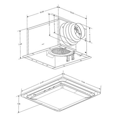 Slim Fit Square Profile Quiet Bathroom Exhaust Fan with LED Light by Aero Pure at Lumens.com