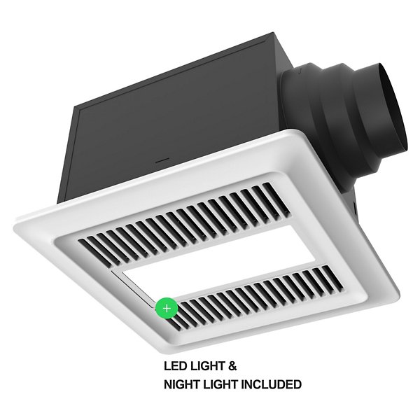 Low Noise Bathroom Exhaust Fan with LED Light