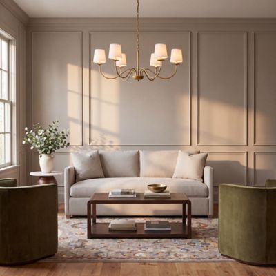 Shown in Brass finish, lit, in use
