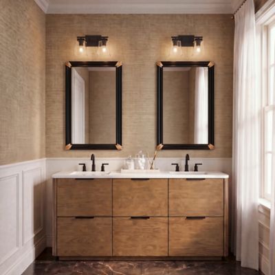 Shown in Black and Clear finish, 2 Light, lit, in use