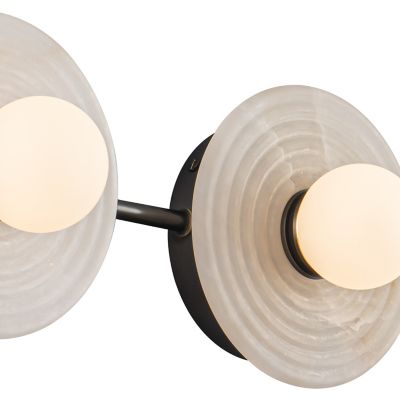 Shown in Urban Bronze with Alabaster finish, 3 light, lit, Detail view
