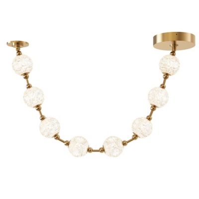 Shown in Natural Brass finish, Standard canopy finish, 8 Light, Detail view, lit