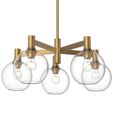 Brass Chandelier with Clear Glass Rods Shade - Mooielight