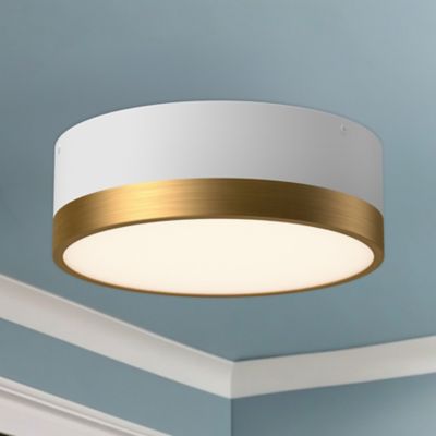 Shown in Aged Gold with White finish, Small size, lit, in use