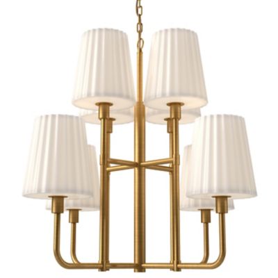 Plisse Opal Matte Glass 2 Tier Chandelier