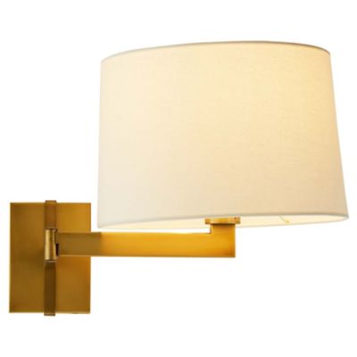 Portland Wall Sconce (Antique Brass w/ White Linen)-OPEN BOX