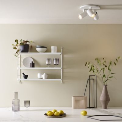 Shown in Textured White finish, lit, in use