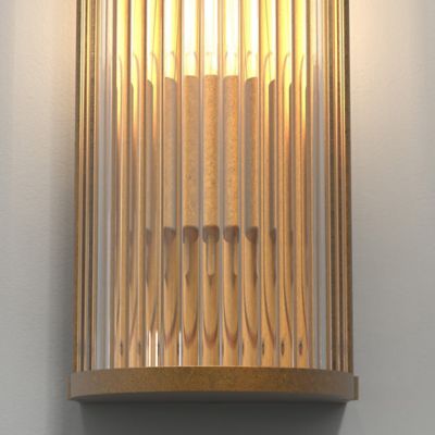 Shown in Aged Brass finish, Small size, lit, Detail shot