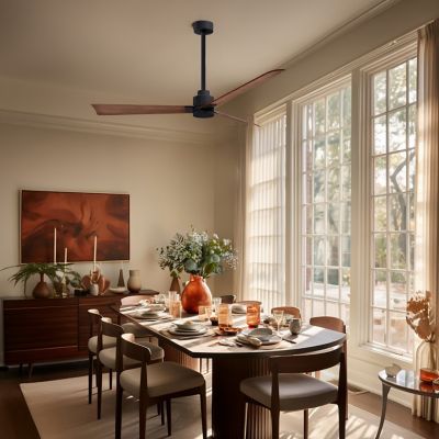 Shown in Walnut Fan Blade finish, Matte Black finish, in use