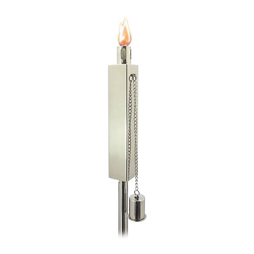 Anywhere Square Cylinder Stainless Steel Tall Outdoor Garden Torch, 4 Torches