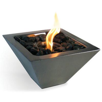 Empire Indoor/Outdoor Fireplace with Polished Black Rocks