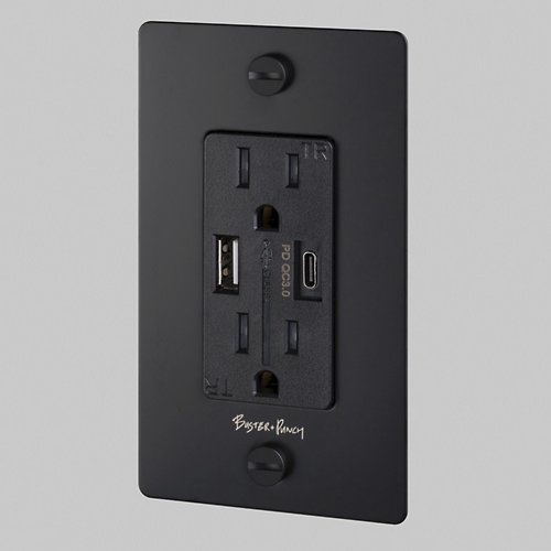 1-Gang Combination Duplex Outlet with USB-A and USB-C Ports