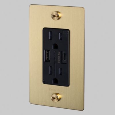 1-Gang Combination Duplex Outlet with USB-A and USB-C Ports