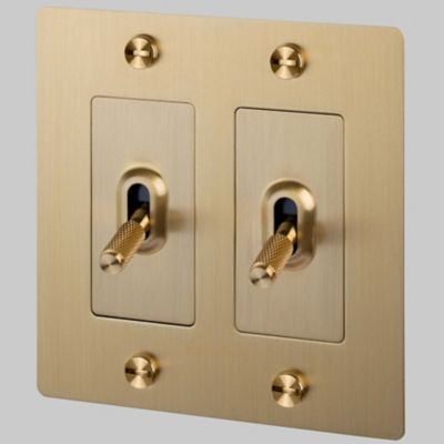 Toggle Switch (Brass|2-Gang Plate|without Logo) - OPEN BOX