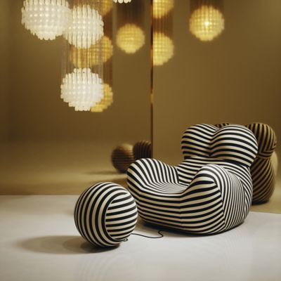 Shown in Soara Striped Beige and Teal color, in use