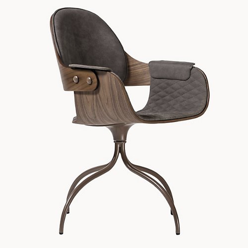 Showtime Nude Leather Upholstered Armchair with Swivel Base