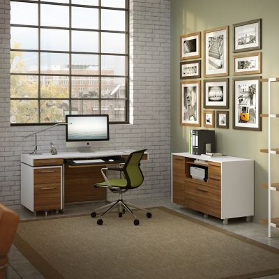 Shown in Satin White/Natural Walnut finish