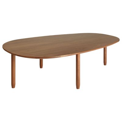 Oval Wood Coffee Table for Living Room, Large Ellipse Walnut