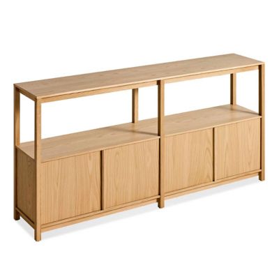 Open Plan Long & Low Bookcase w/ Storage(White|Med)-OPEN BOX