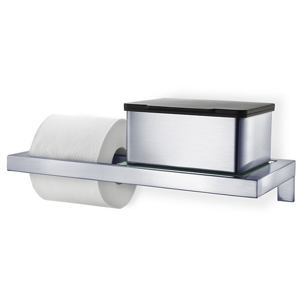 MENOTO Wall Mounted Toilet Paper Holder with Glass Shelf