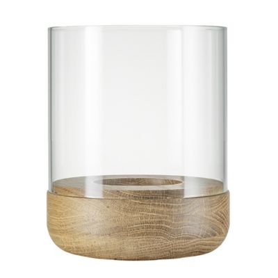 LANTO Hurricane Lamp with Wood Base