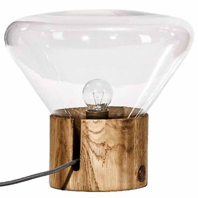 Muffin Table Lamp (Transparent w/ Oak Wood)-OPEN BOX RETURN