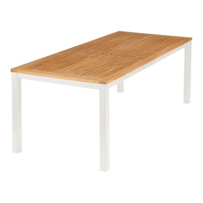 Aura Rectangular Outdoor Dining Table with Teak Top