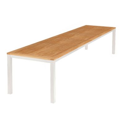 Aura Rectangular Outdoor Dining Table with Teak Top