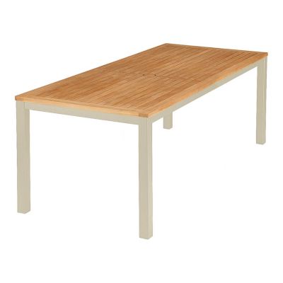 Aura Rectangular Outdoor Dining Table with Teak Top