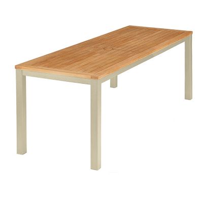 Aura Narrow Outdoor Dining Table with Teak Top