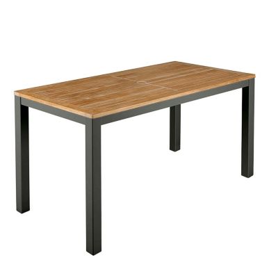 Aura Narrow Outdoor Dining Table with Teak Top